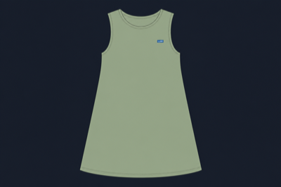 A-line Dress colourway, sage technical flat